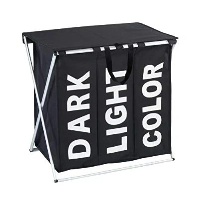 Image of WENKO Laundry bin Trio Top in black, Polyester, 38 x 57 cm
