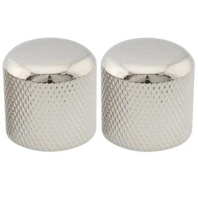 Image of Musiclily Pro Inch Fine 24 Splines Steel Dome Knobs Push on Control Knob 19mm for USA Electric Guitar or Bass, Nickel (Set of 2)