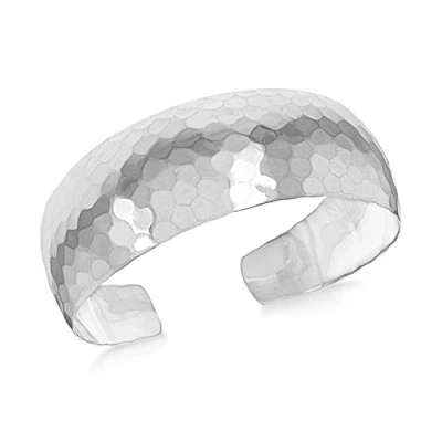 Image of Tuscany Silver Women&#039;s Sterling Hammered Domed Torque Bangle