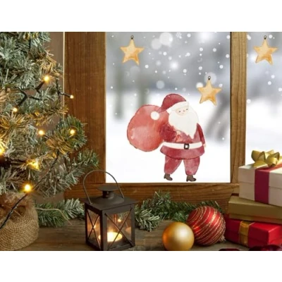 Image of QuoteMyWall Santa &amp; Stars Hand Drawn Christmas Window Stickers