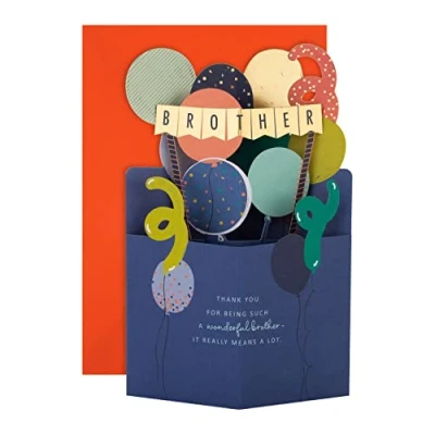 Image of Hallmark 3D Birthday Card for Brother Colourful Balloons Bunting Design