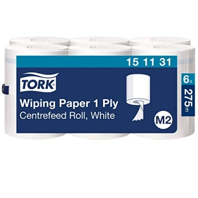 Image of Tork Centrefeed Wiping Paper White M2, Absorbent, 6 Rolls, 151131