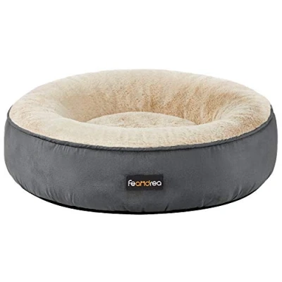 Image of Feandrea Dog Bed, Doughnut Cat Round, 50 cm Dia., Dark Grey