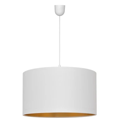 Image of Alba Cylindrical Pendant Ceiling Light White, Gold 45cm