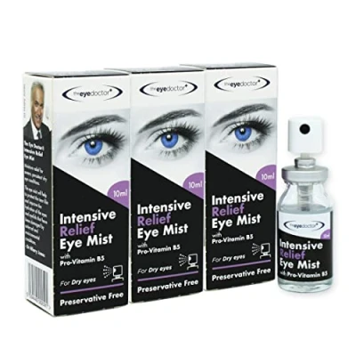 Image of The Eye Doctor Mist Intensive Relief Triple Pack Soothes Irritated Tired Dry Eyes Preservative Free Contains Pro Vitamin B5 Suitable for Contact Lenses 3X 10ml Spray Bottle