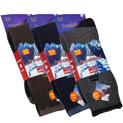 Image of BRAND KRUZE 6 Pairs Men&#039;s Merino Wool Socks 2.4 Tog Winter Warm Comfort Grip Diabetic Friendly One Size 11