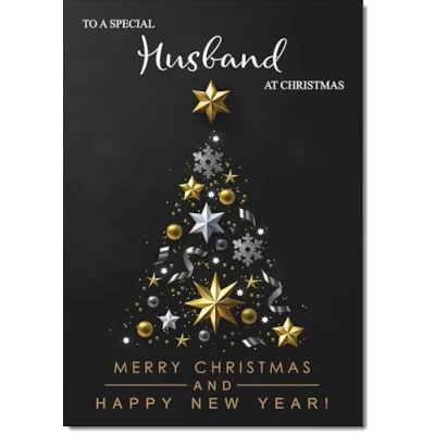 Image of doodlecards Husband Christmas Card Black Abstract Tree Large A4 Size for with Plain Envelope
