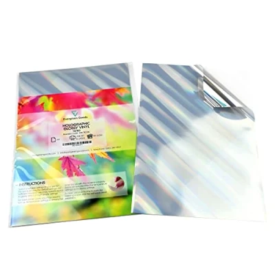 Image of Evergreen Goods A4 Holographic Silver Vinyl Self Adhesive Sticky Back, Tilted Pattern, Inkjet and Laser Printable (50)