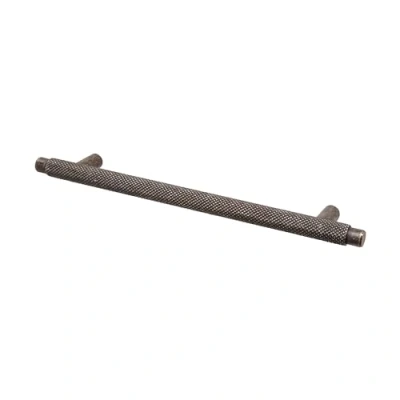 Image of Decoranddecor Aurelia Knurled Round Kitchen Cupboard Handles T Bar Cabinet Furniture Knobs for Cupboards &amp; Draws Antique Copper 320mm Hole Centre Distance