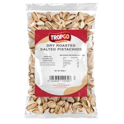 Image of Tropgo Pistachio Nuts Roasted &amp; Salted 400g Jumbo Pistachios in Shells , Premium Quality Healthy Snack High Fibre Minerals Gluten Free Packed Fresh Perfect for Snacking
