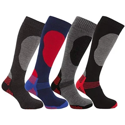 Image of i Smalls Boy`s 4 Pairs High Performance Ski Socks Long Hose Thermal 9 12