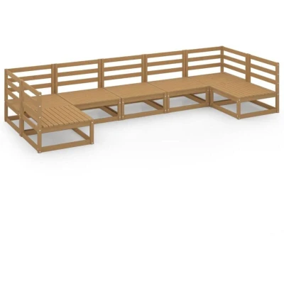 Image of vidaXL 7 Piece Garden Lounge Set Solid Pinewood