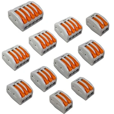 Image of QitinDasen 45Pcs Premium Lever Nut Wire Connectors, Conductor Compact Connector, Quick Splice Cable Clamp Terminal Block Spring Connector (PCT 212/213/214/215)
