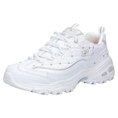 Image of Skechers DLites Glm Womens Runners Chunky Trainers Lace Up White 5 (38)