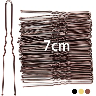 Image of Mbsomnus 7cm Hair Pins for Buns, 50pcs Bobby Brown Hair, U Shaped Women Girls, Grips Thick Styling Accessories Wedding Salon Home Use (Brown, 2.76 Inch)