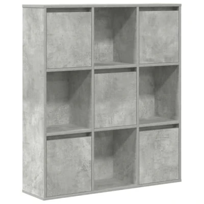 Image of vidaXL bookcase bookshelf/display shelf freestanding engineered wood storage unit concrete grey 89x24x101.5 cm modern decor book organizer for office/living room
