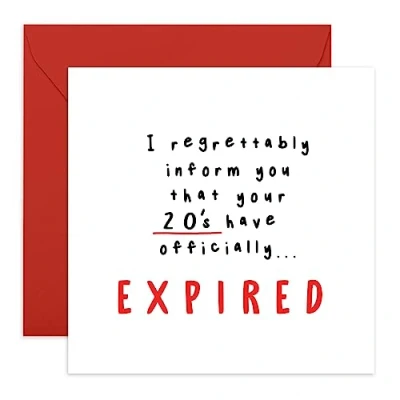 Image of Central 23 Funny 30th Birthday Card for Her &#039;Your 20s Have Expired&#039; Cards Women Cheeky Men Comes with Fun Stickers