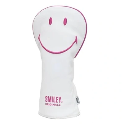 Image of Smiley Golf Club Headcover Classic Driver White/Pink