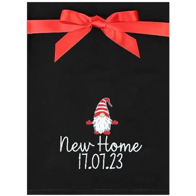 Image of Personalised New Home Gonk Gnome Embroidered Tea Towel Gift