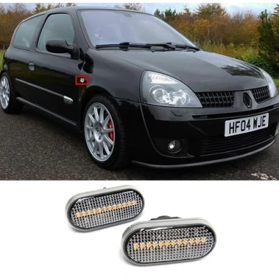 Image of RZG 2x Clear Lens Side Indicator Amber LED Marker Repeater Light For Clio I II Kangoo Megane Master Trafic Twingo Fortwo 453