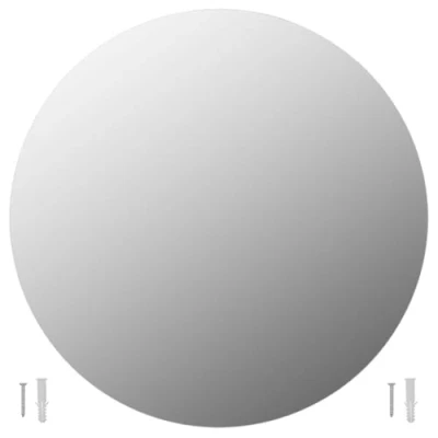 Image of vidaXL Wall Mirror Round Glass Minimalistic Design, Easy Mounting with Included Accessories, Lightweight, Ideal for Bedrooms, Living Rooms or Dressing Rooms, Silver, 50cm Diameter