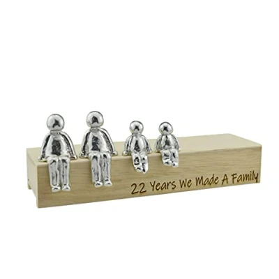 Image of 22nd Anniversary Idea 22 Years We Made A Family Metal Ornament Choose Your Combination Box &amp; Woodgrain May Vary(2 Children)