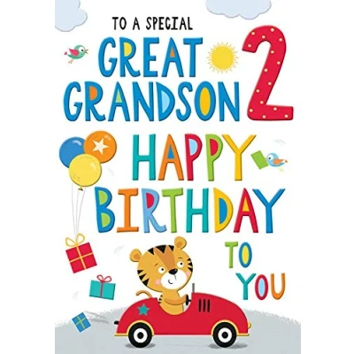 Image of Regal Publishing Juvenile Birthday Card Age 2 Great Grandson 9 x 6 inches