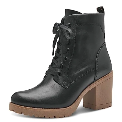 Image of MARCO TOZZI Women&#039;s 2 25204 41 Lace Boot Heel, Black/Nature, 4