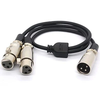 Image of HTGuoji XLR Cable Y Splitter Adapter Male To Dual Female Extension Cords for Microphone Audio 50CM (1 2 Female)