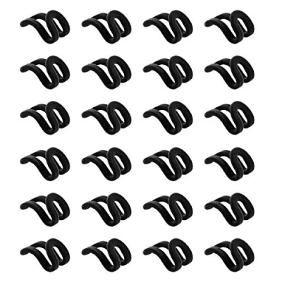 Image of JUHONNZ Clothes Hanger Connector,24 PCS Mini Flocking Hooks Non slip Rack Cascading Velvet Clips for Wardrobe Closet Bathroom Black
