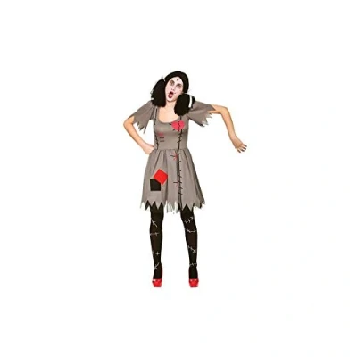 Image of Adult Female Freaky Voodoo Doll Halloween Costume Fancy Dress (Women: 10 12) Grey