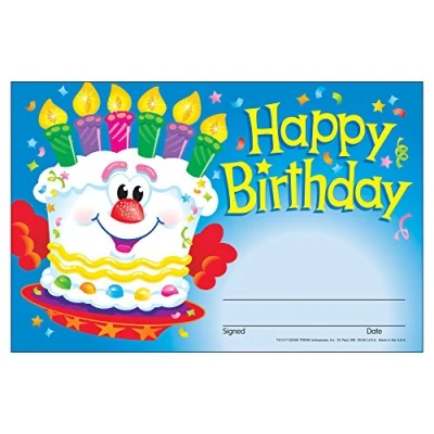 Image of Trend Enterprises, Inc. Happy Birthday Cake Recognition Awards, 30 ct, Multicolor, 8 1/2 X 5 in (T 81017)