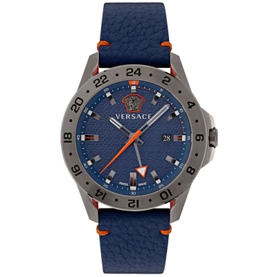 Image of Versace Sport Tech Mens Blue Watch VE2W00222 Leather (archived) One Size