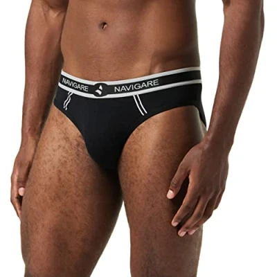 Image of Navigare Men&#039;s 314 (Pacco Da 6) Slip, Multicoloured (White/Black/Blue/Grey), L (Pack of
