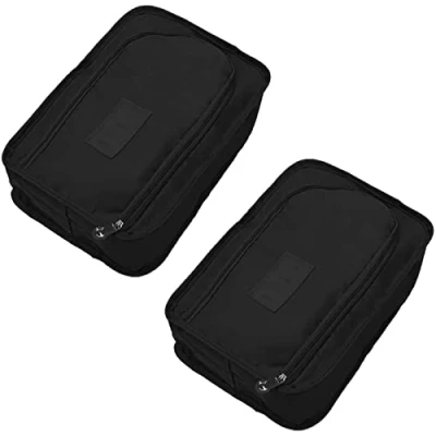 Image of 2 Pack Travel Shoe Bag Shoes Organizer, Foldable Waterproof Small Bags Storage Organizer Pouch with Zipper, Portable Carrier Organiser (Black)