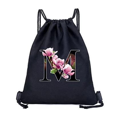 Image of Drawstring Gym Bag, String Swim PE Bag,Large Sports Backpack Bags for Women Men, Travel Beach School Bag with Waterproof Kids,Boys,Girls Men (Flower color M)
