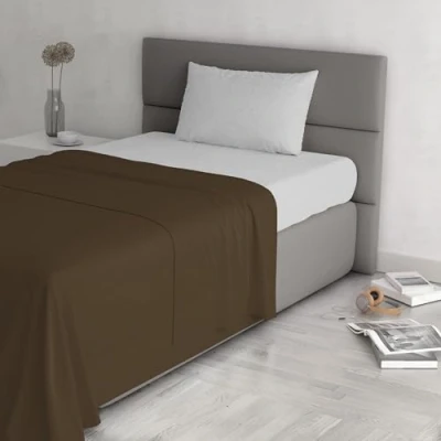 Image of Trend Chic 100% Cotton Bed Set, Made in Italy, Single, Chocolate