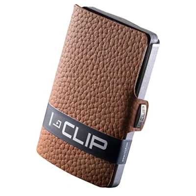Image of I CLIP Original Mini Wallet with Moneyclip Slim Leather Premium Cardholder Pure Nut