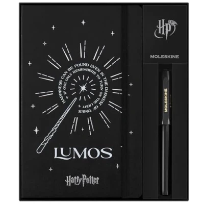 Image of Moleskine Wizarding World Harry Potter Spells Collection Gift Box, Set with Kaweco Roller Pen and Ruled Notebook Hardcover Elastic Closure Large Size 13 x 21 cm