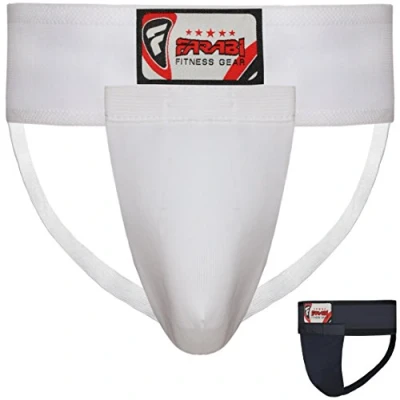 Image of Farabi Sports Groin Guard MMA Martial Arts Boxing Protector Strain Support Krav Maga (Small, White)