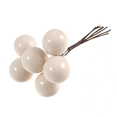 Image of Groves 6 Large White Artificial Berries Christmas Wreath Cake Florist Decoration