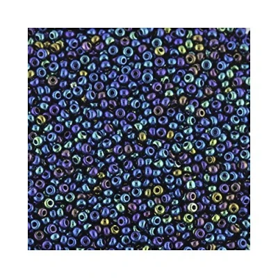 Image of Size 11 Seed Beads Iridescent Blue Qty 100 Grams