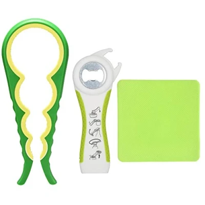 Image of Latest Jar Opener and Bottle with Silicone Gripper to Remove Stubborn Lids, Pull Tabs Bottles Designed for Weak Hands,Seniors, Arthritis Ideal Elderly Children (Green)