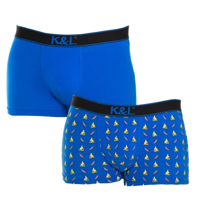 Image of Kisses&amp;Love Mens Pack 2 Breathable fabric boxers with anatomical front KL2004 men Blue Size 2XL
