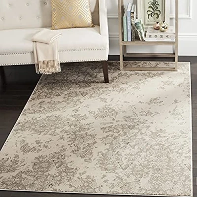 Image of SAFAVIEH Traditional Rug for Living Room, Dining Bedroom Vintage Collection, Short Pile, in Ivory and Grey, 201 X 279 cm