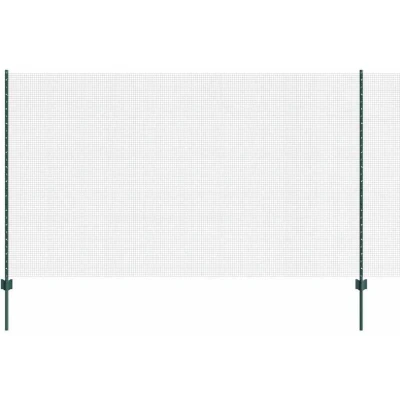 Image of vidaXL Welded Wire Fence with 11 U Posts Green 1.4x25 m Steel