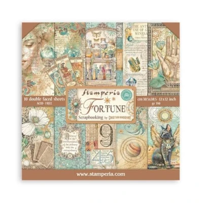 Image of Stamperia Fortune Scrapbooking Pad 10 Sheets cm 30.5 x (12 12 Inches)
