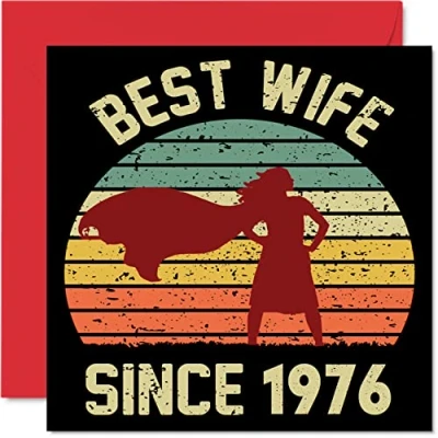 Image of 48th Anniversary Card for Wife from Husband Best Since 1976 I Love You Gifts, Happy Wedding Cards Partner, 145mm x Greeting Forty Eighth Anniversaries