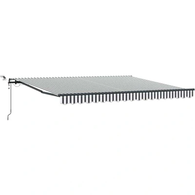 Image of vidaXL Automatic Retractable Awning with LEDs Anthracite&amp;White 400x300 cm