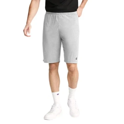 Image of Champion Men&#039;s Jersey Short with Pockets Shorts, Oxford Gray C Patch Logo, S